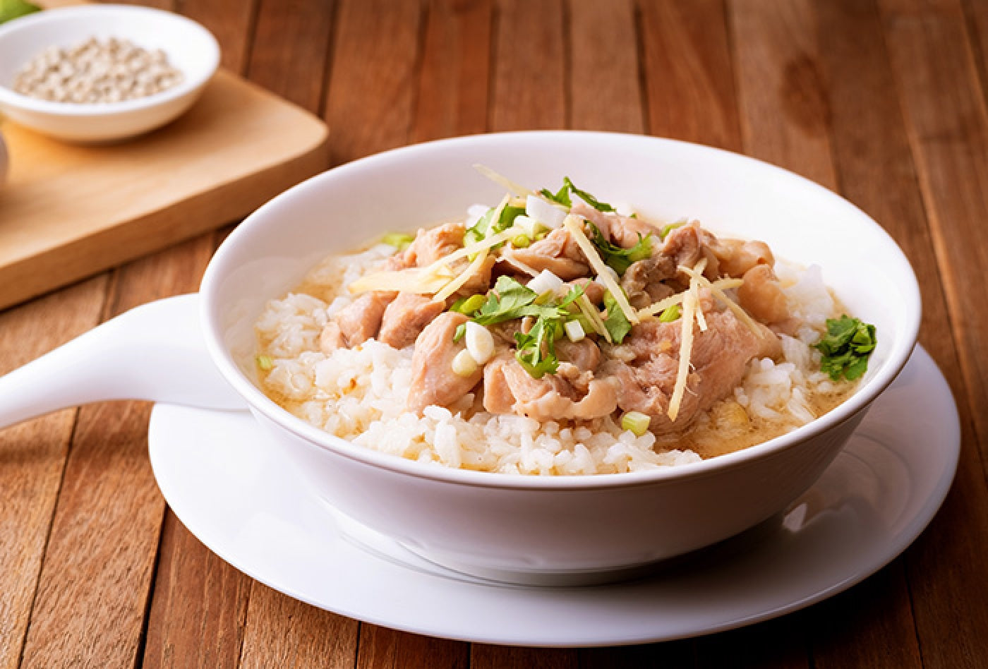 Chicken and ginger Chinese congee cooked in the BRUNO Mini Digital Rice Cooker