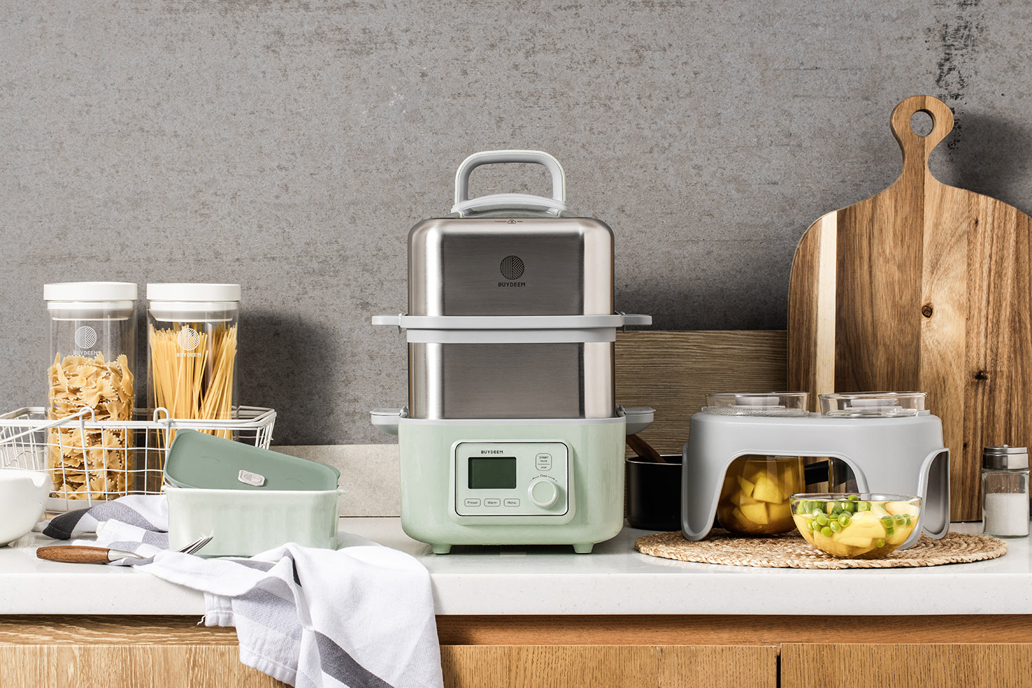 BUYDEEM Food Steamer Set - Green BD-G564 + Steaming Rack