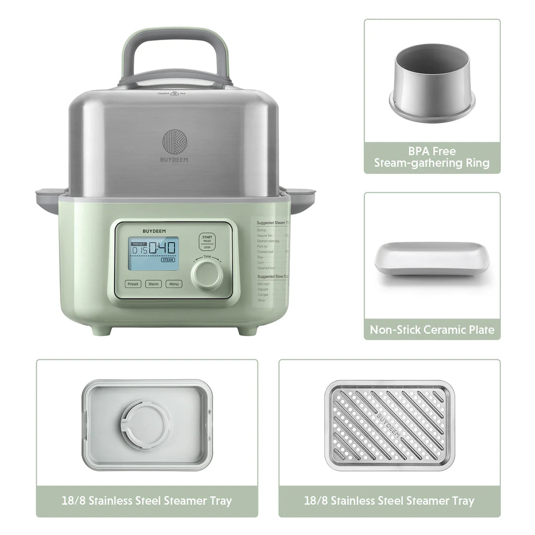 BUYDEEM Food Steamer Set - Green BD-G564 + Steaming Rack