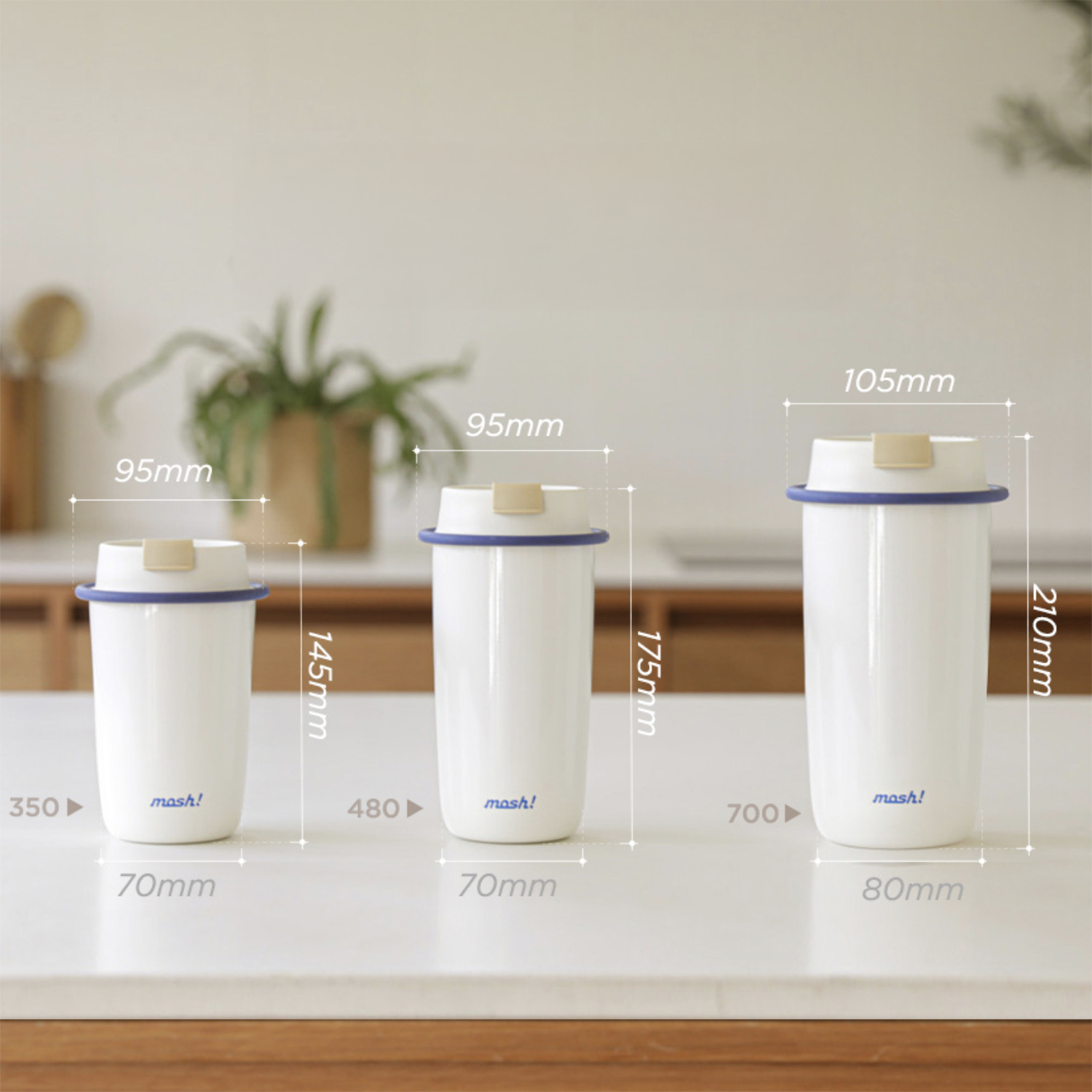 mosh! Latte Stainless Steel Straw Bottle 480ml|DS-DMLS480