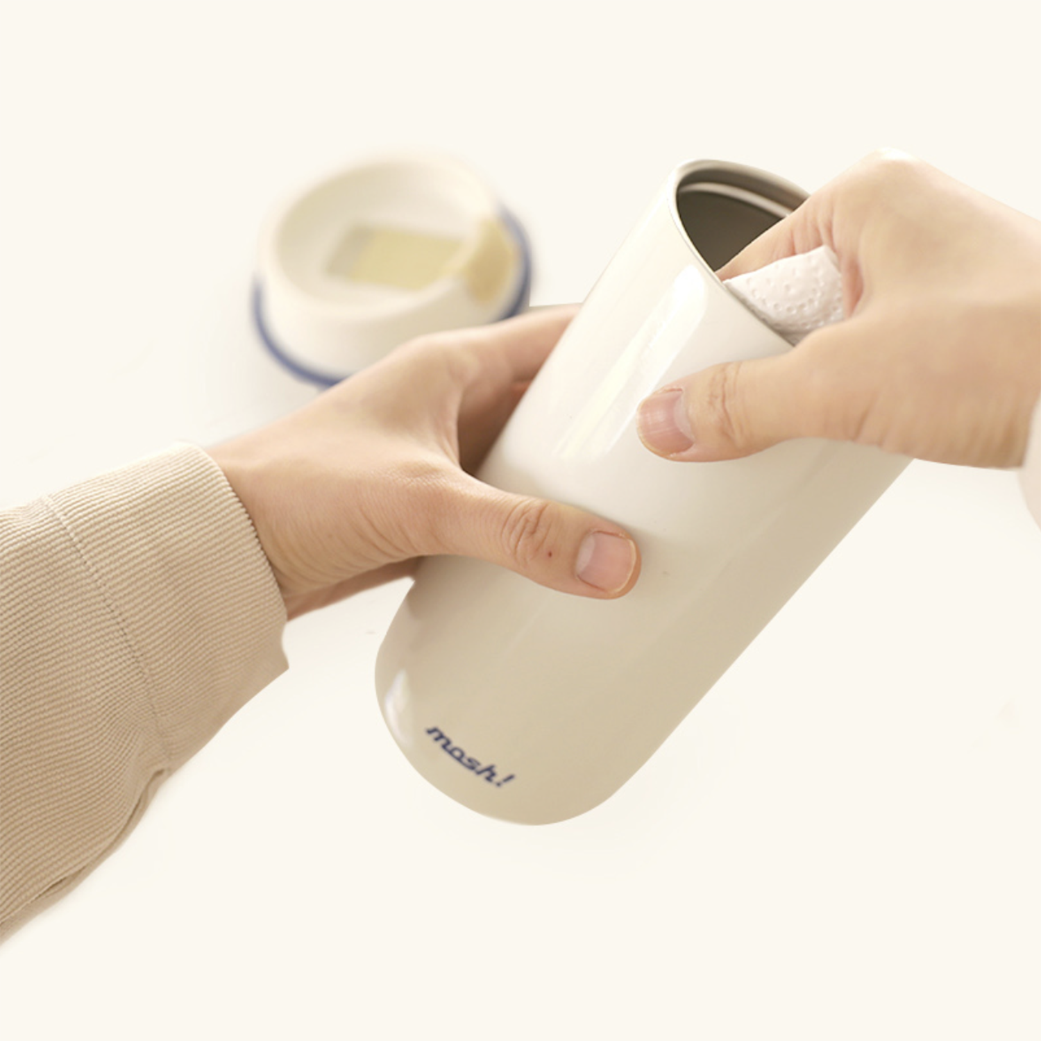 mosh! Latte Stainless Steel Straw Bottle 480ml|DS-DMLS480