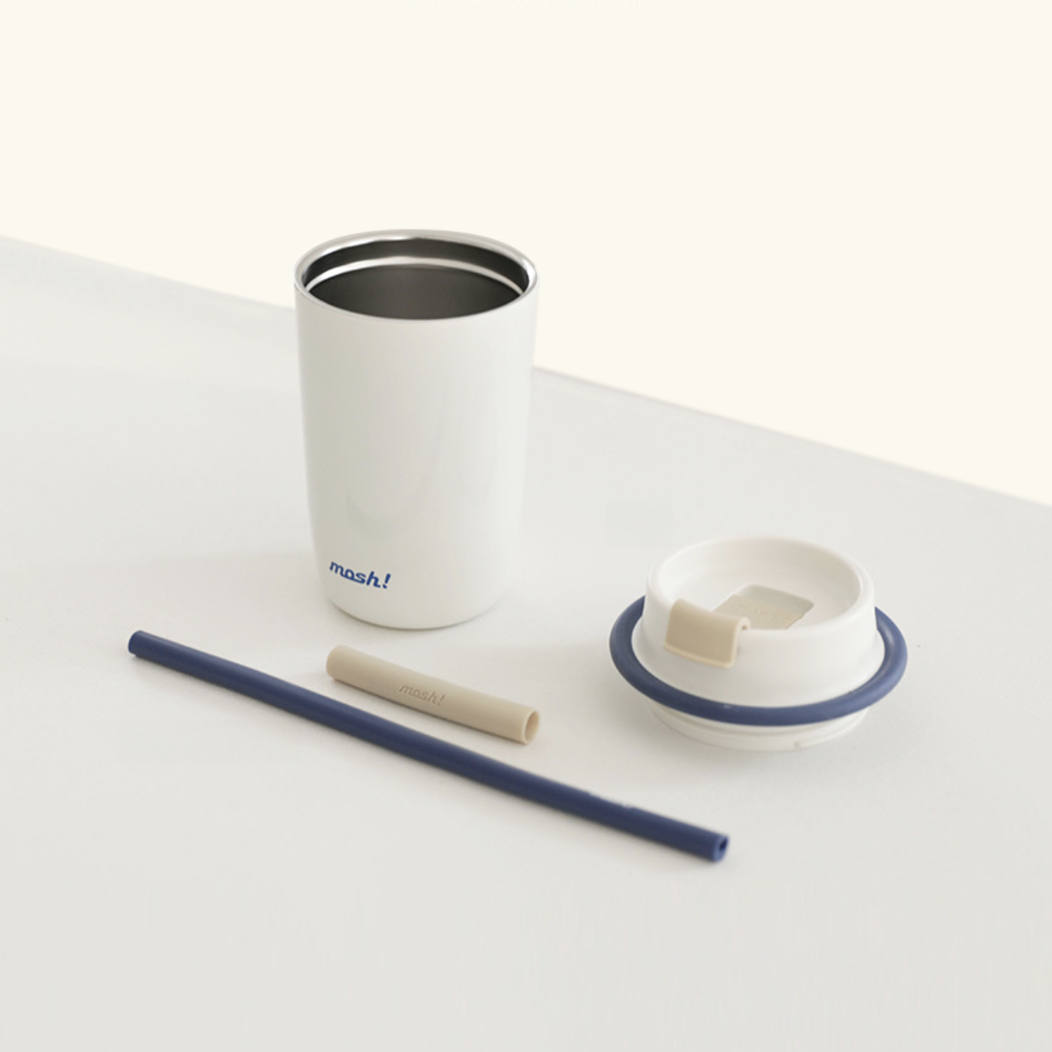 mosh! Latte Stainless Steel Straw Bottle 480ml|DS-DMLS480