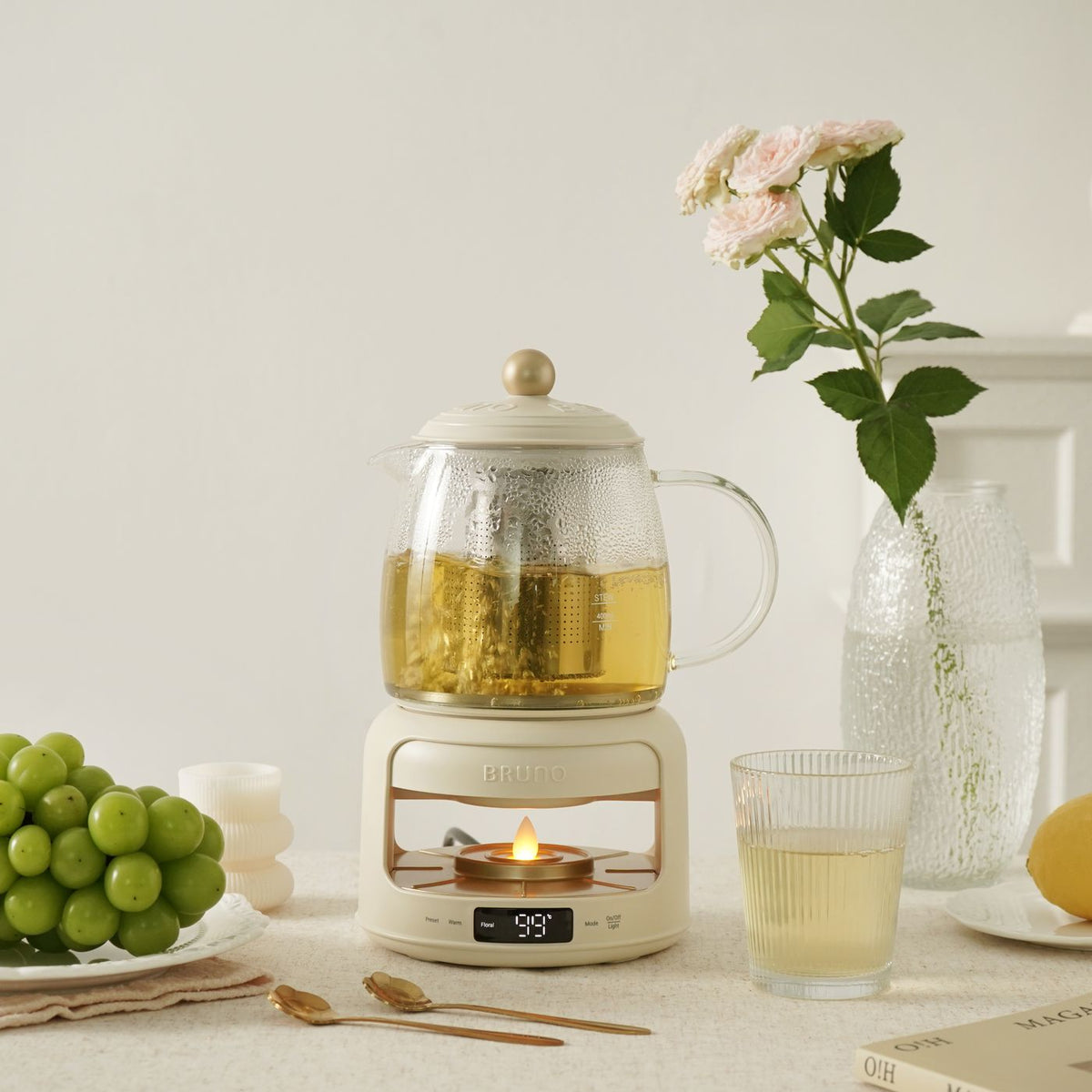 BRUNO Multifunction Candlelight Floral Tea Kettle | BZK-YSH03HK