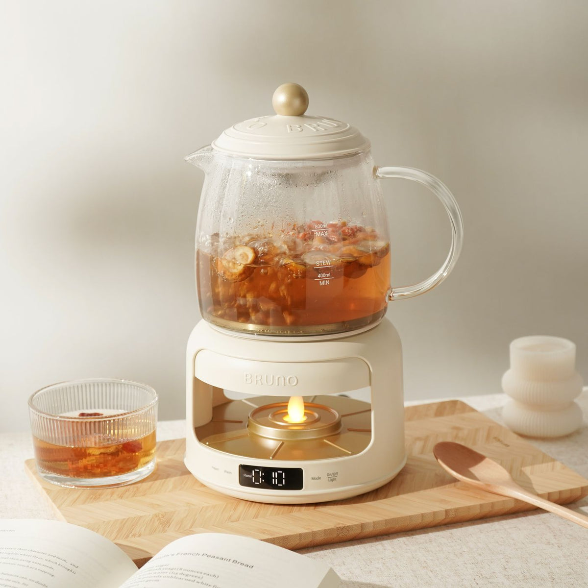 BRUNO Multifunction Candlelight Floral Tea Kettle | BZK-YSH03HK