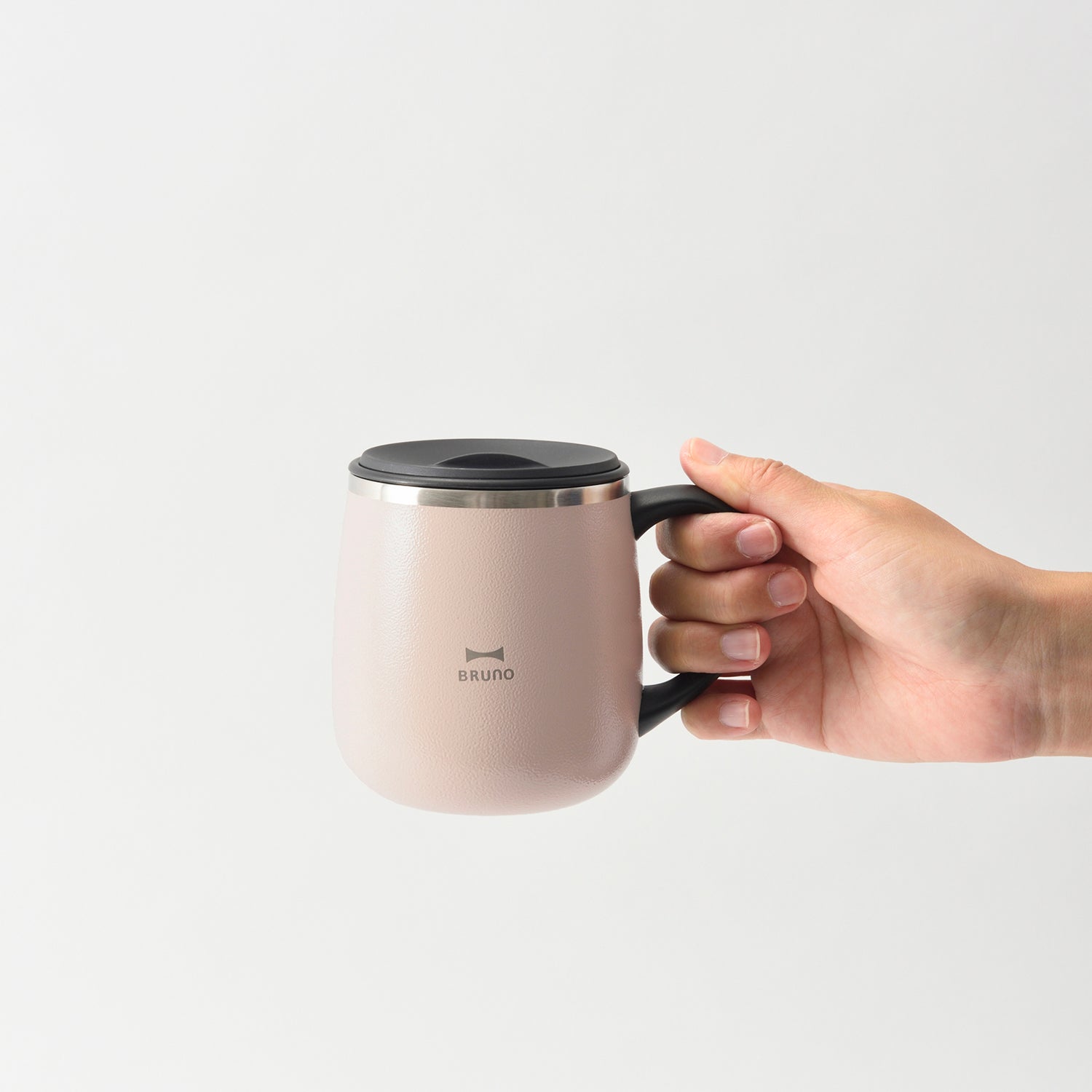 BRUNO Lid Stainless Mug Short - Pink Beige
