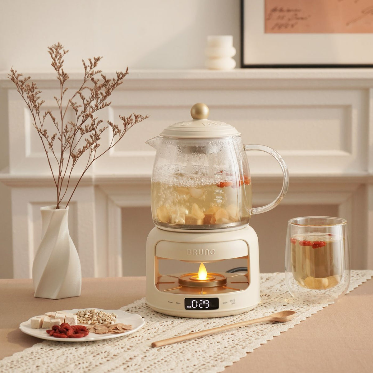 BRUNO Multifunction Candlelight Floral Tea Kettle | BZK-YSH03HK