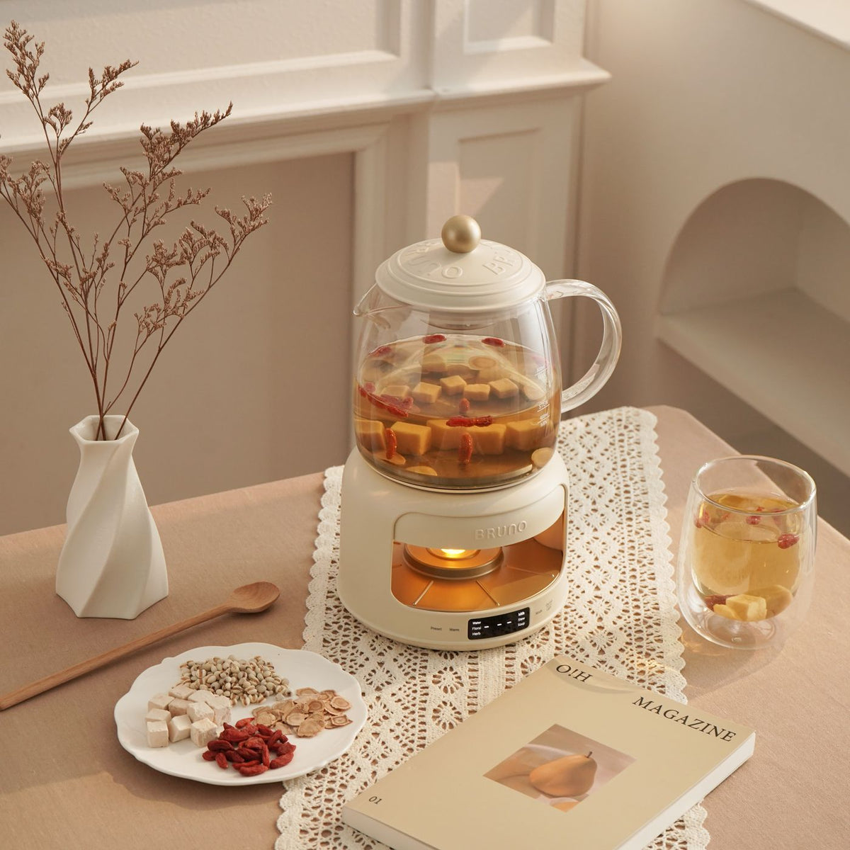 BRUNO Multifunction Candlelight Floral Tea Kettle | BZK-YSH03HK