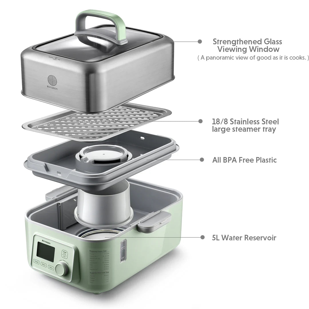 BUYDEEM Food Steamer Set - Green BD-G564 + Steaming Rack