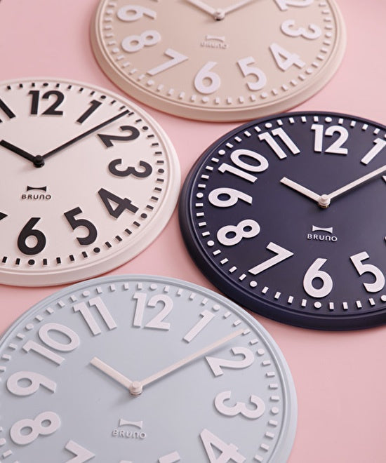 BRUNO Embossed Wall Clock - White