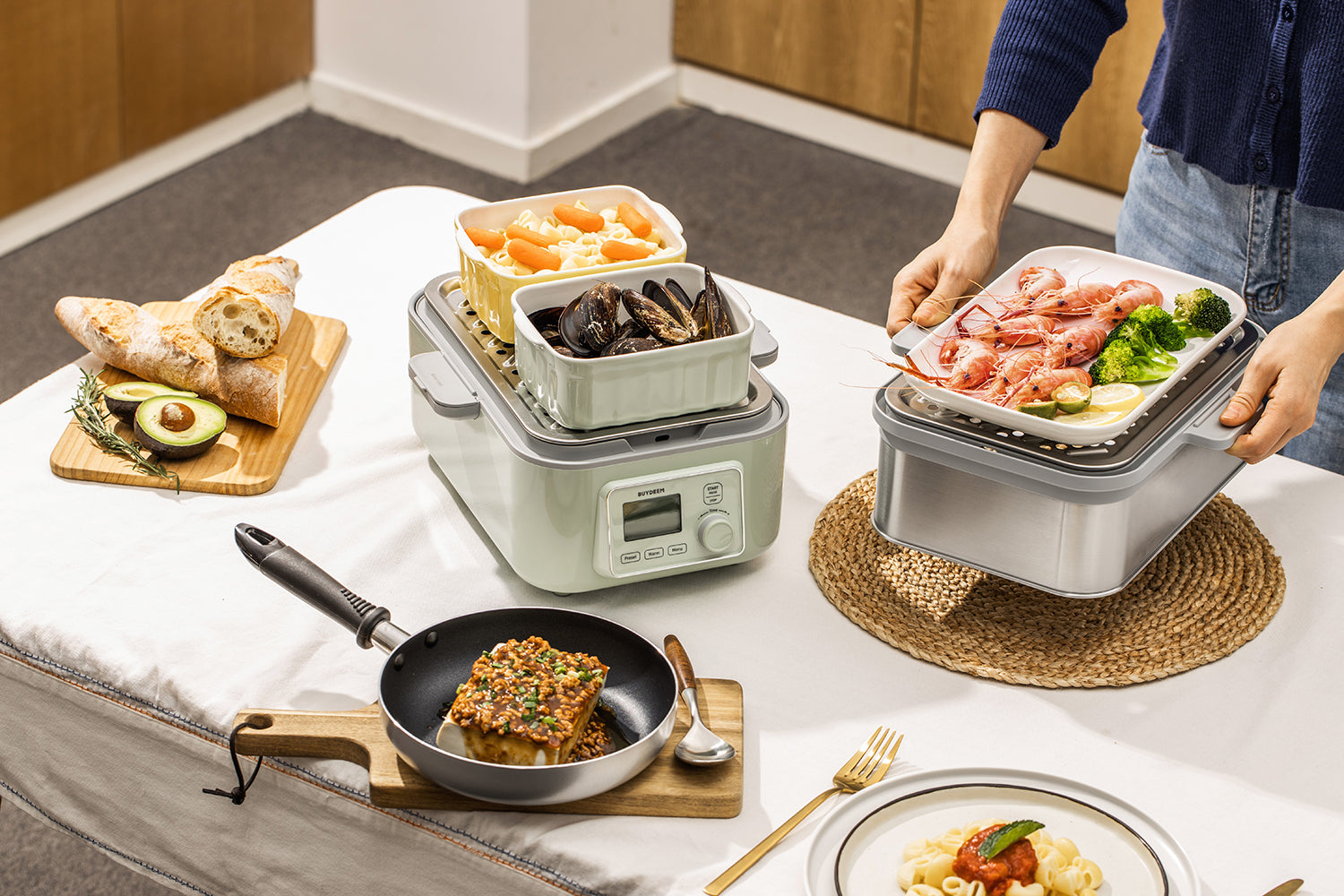 BUYDEEM Food Steamer Set - Green BD-G564 + Steaming Rack