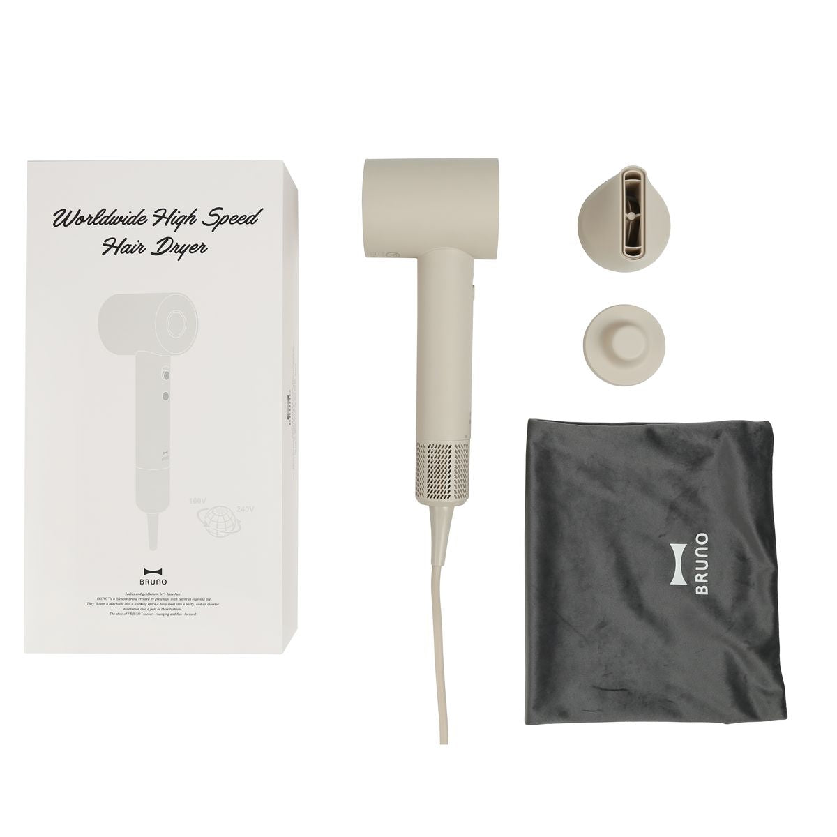 BRUNO Worldwide High-speed Hair Dryer (100-240V)  | BAK811-GRG