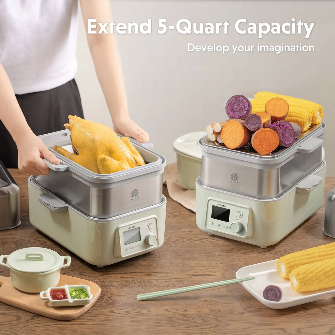 BUYDEEM Food Steamer Set - Green BD-G564 + Steaming Rack