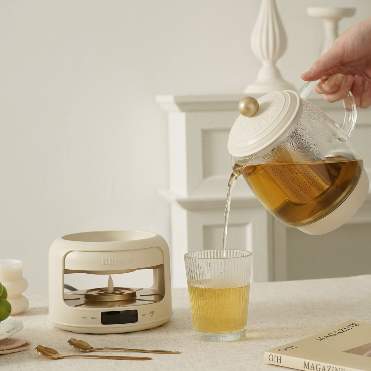 BRUNO Multifunction Candlelight Floral Tea Kettle | BZK-YSH03HK
