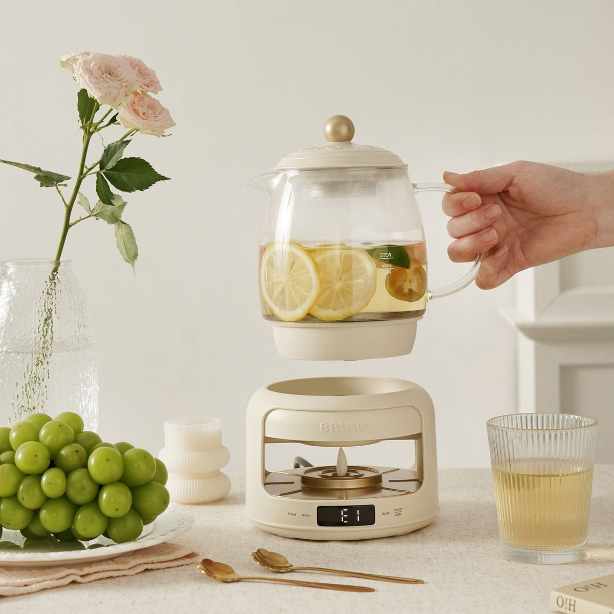 BRUNO Multifunction Candlelight Floral Tea Kettle | BZK-YSH03HK
