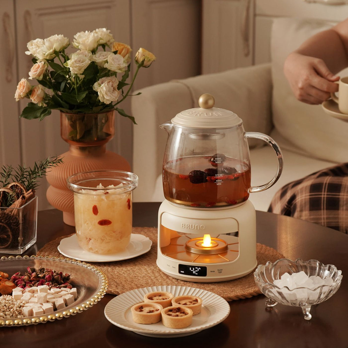 BRUNO Multifunction Candlelight Floral Tea Kettle | BZK-YSH03HK