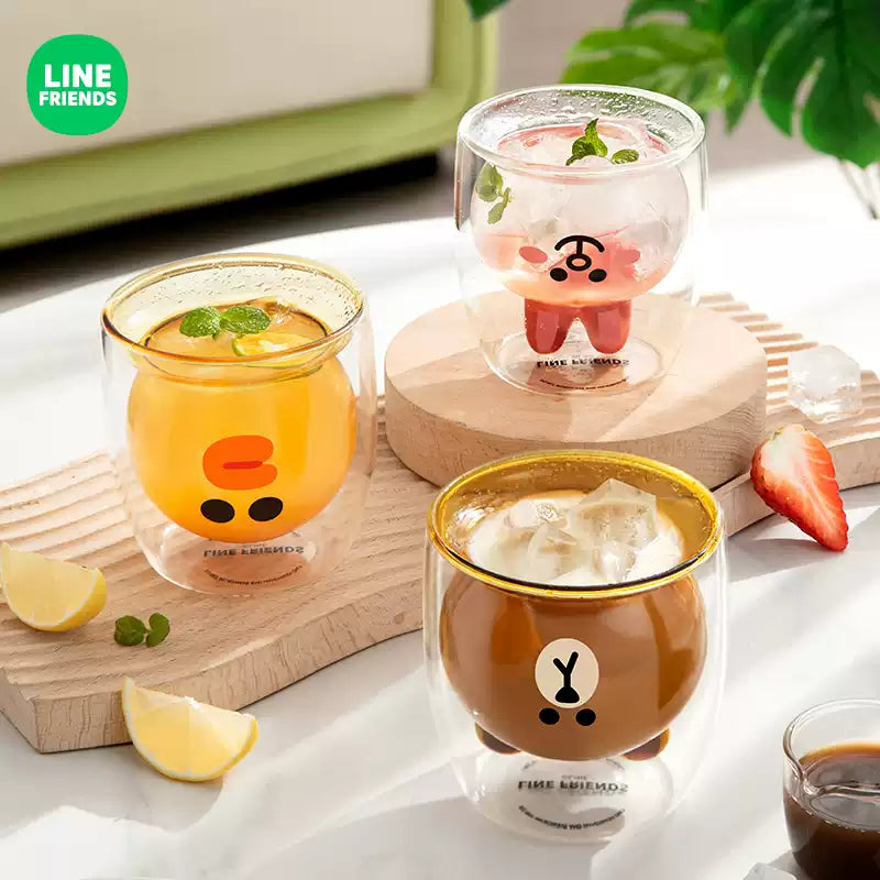 LINE FRIENDS Double-Walled Glass Water Cup