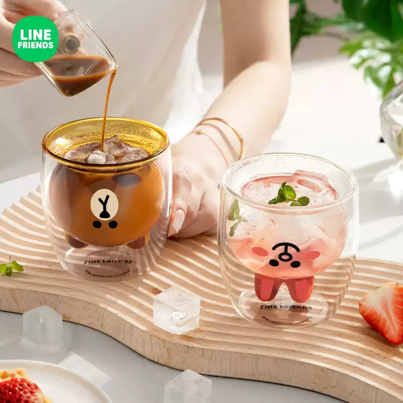 LINE FRIENDS Double-Walled Glass Water Cup