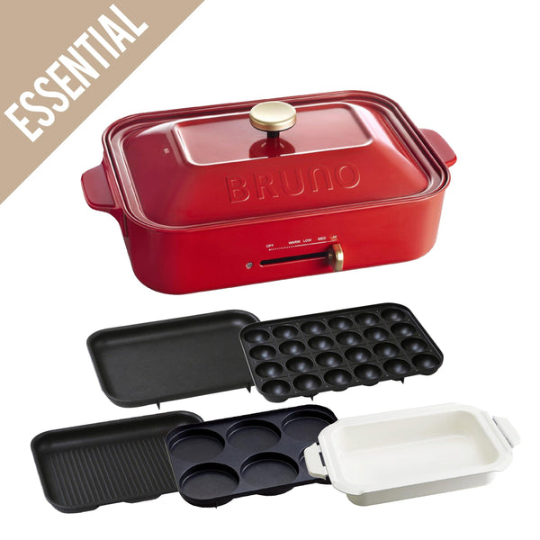 BRUNO Compact Hot Plate Essential Set (Red / 5 Plates included)