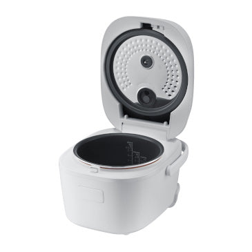Toshiba RC-AMXH Series rice cooker with the lid open, showing the steam vent