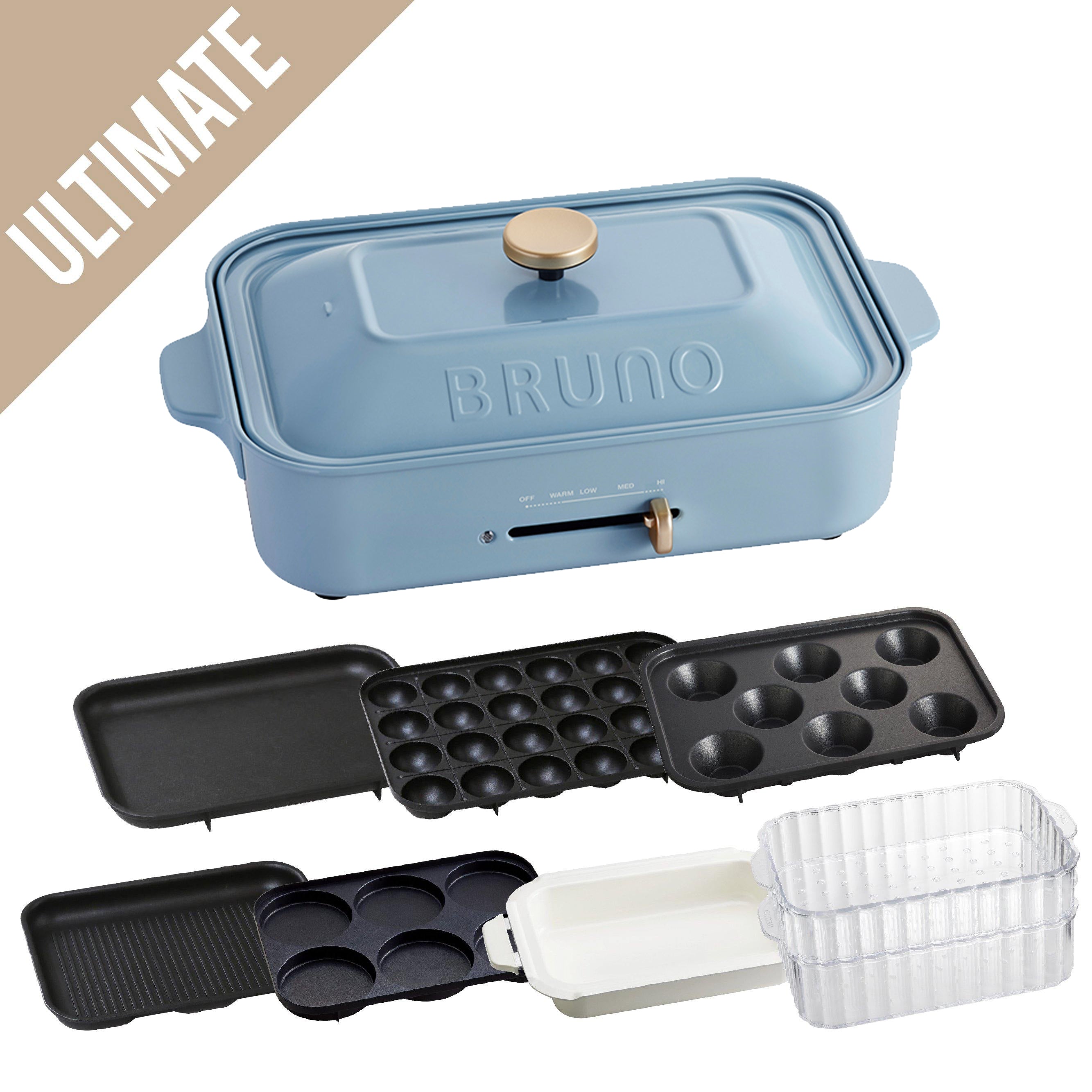 BRUNO Compact Hot Plate Ultimate Set (Pottery Blue / 7 Plates included)