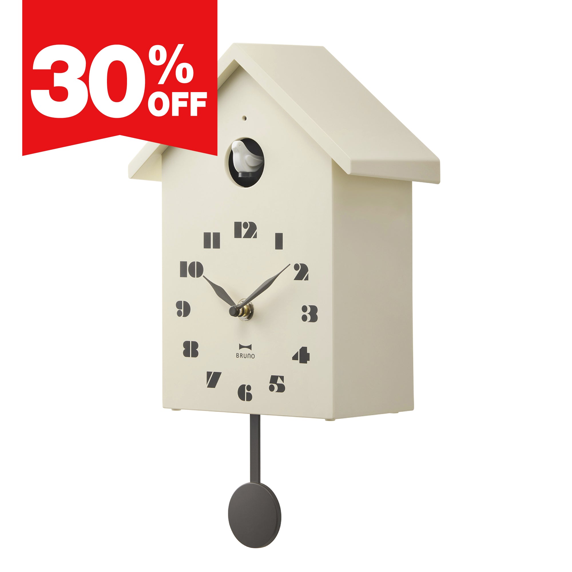 BRUNO Bird House Clock - Ivory BCW047-IV