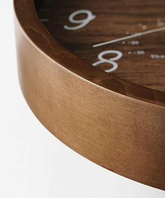 BRUNO Wall Clock Humidity/Temp - Dark Wood
