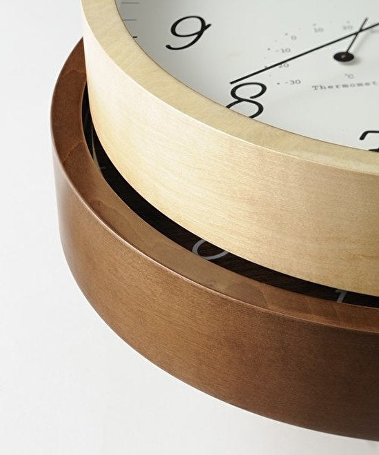 BRUNO Wall Clock Humidity/Temp - Dark Wood